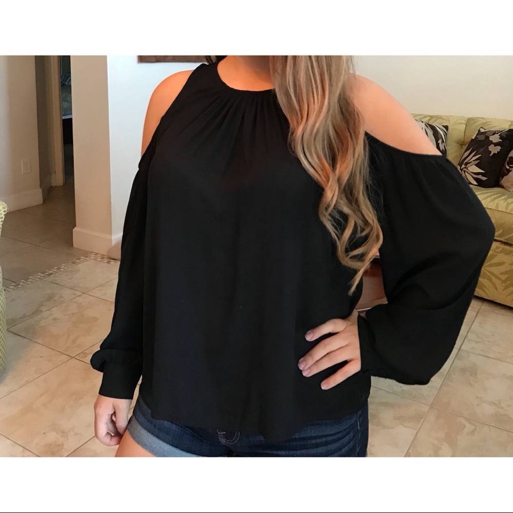 Black open shoulder top